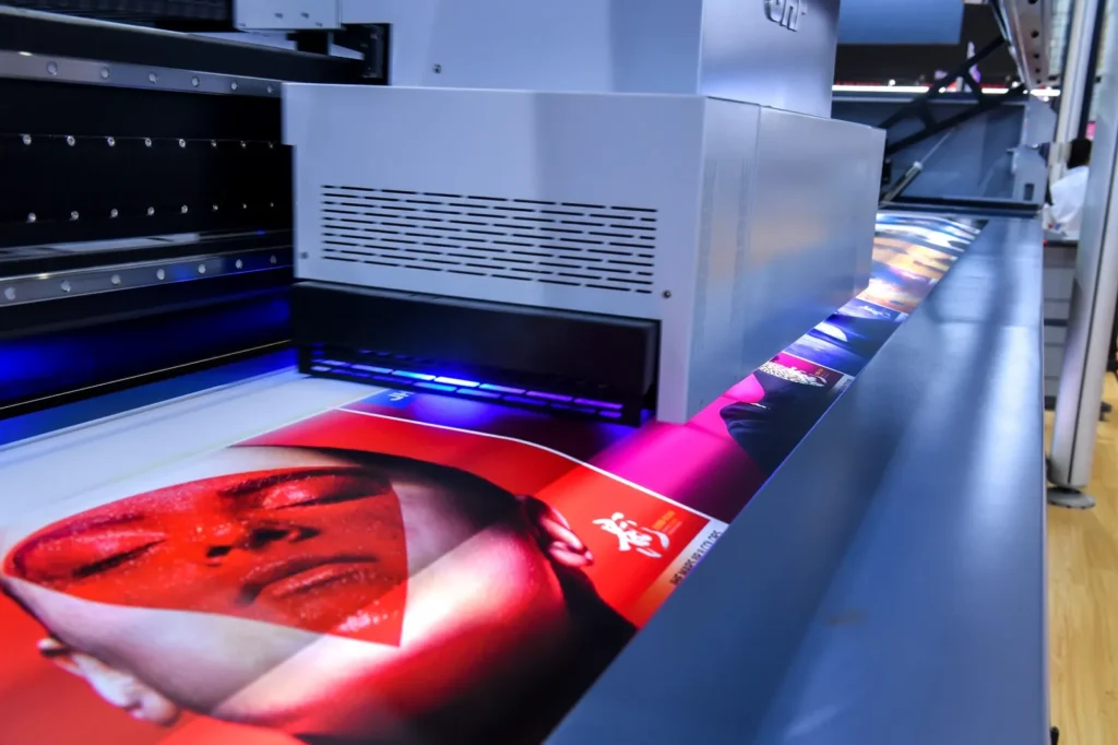 Side-by-side comparison of rigid and flexible UV LED inks showing differences in application and flexibility