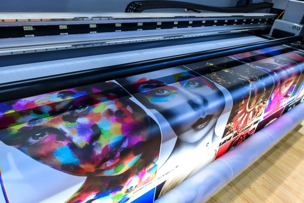 JHF wide format UV LED digital inkjet printer showcasing a linear-driven printhead carriage for extreme workloads.